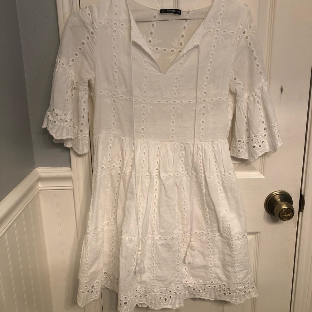 WHITE EYELET DRESS!